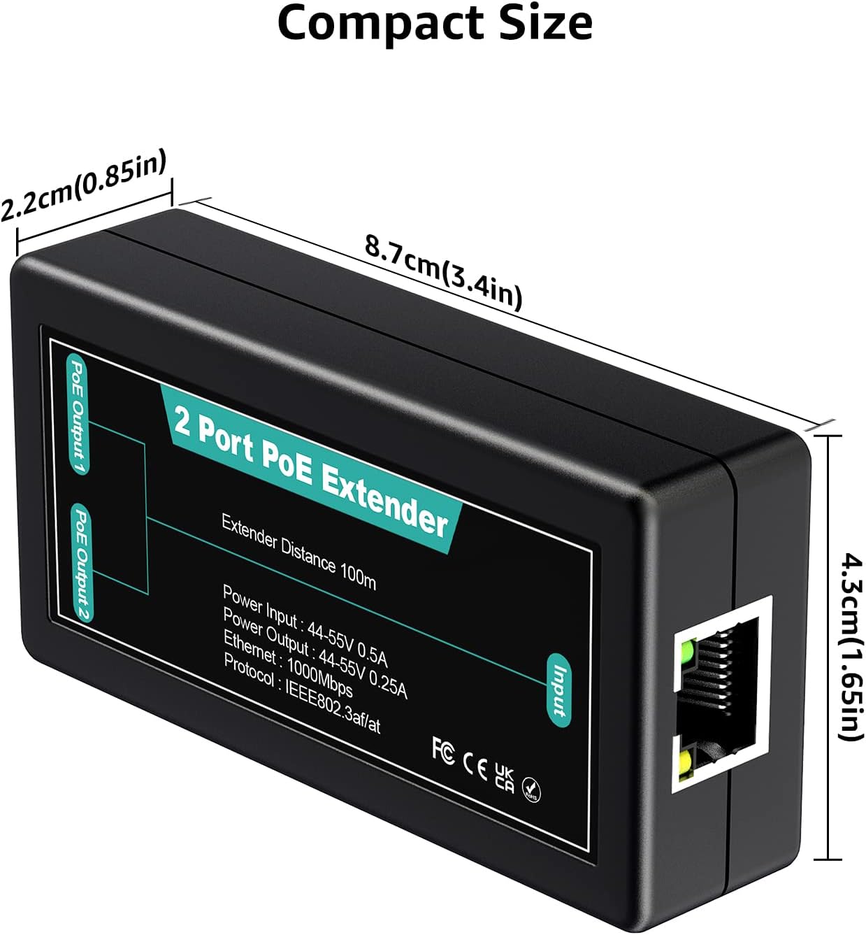 PoE Extender 250M 1*2