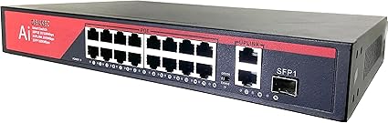 SWITCH POE 48 V, commutateur réseau 16 ports, commutateur Ethernet POE 10/100 Mbit/s IEEE 802.3AT/AF (couleur : prise UE)
