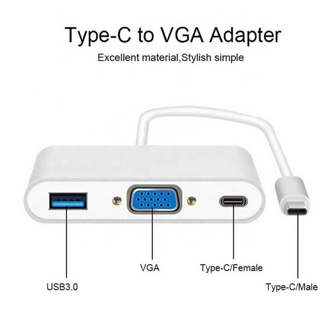 Type C à VGA 3 en 1 Adaptateur