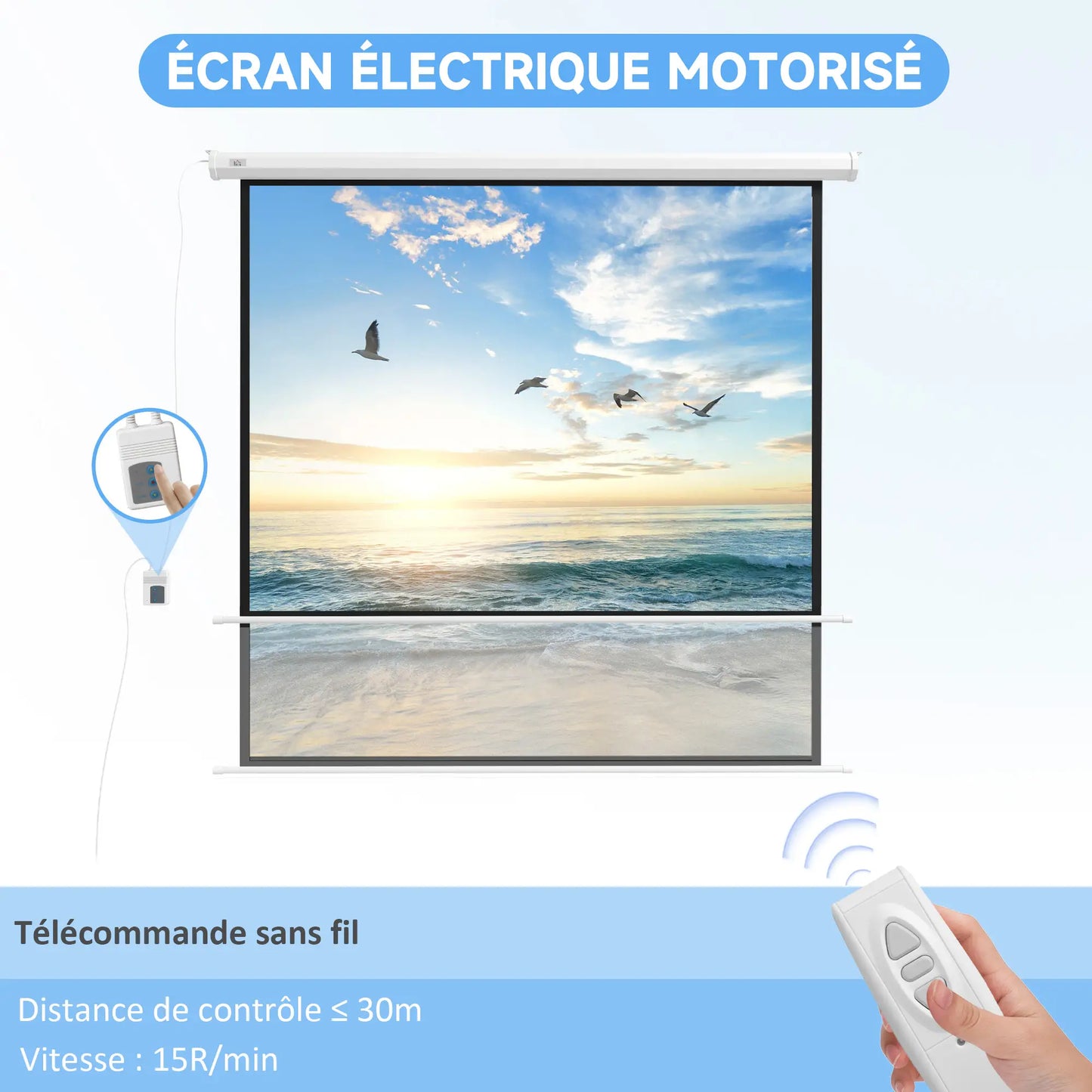 Ecran de vidéo projecteur électrique 1.50*1.50m