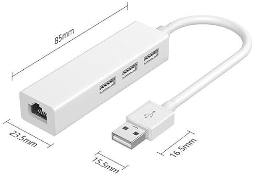 Adaptateur USB A vers 3 x USB A et RJ45