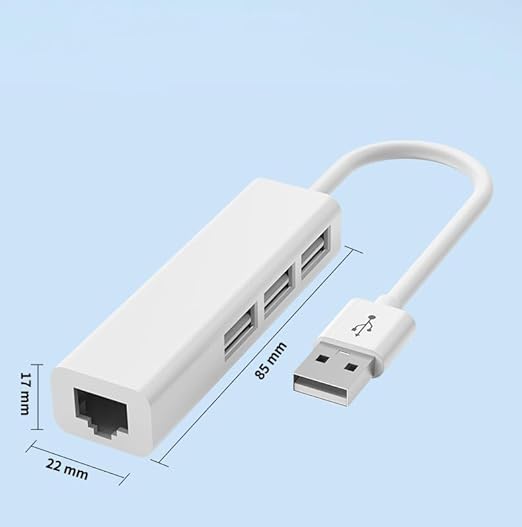 Adaptateur USB A vers 3 x USB A et RJ45