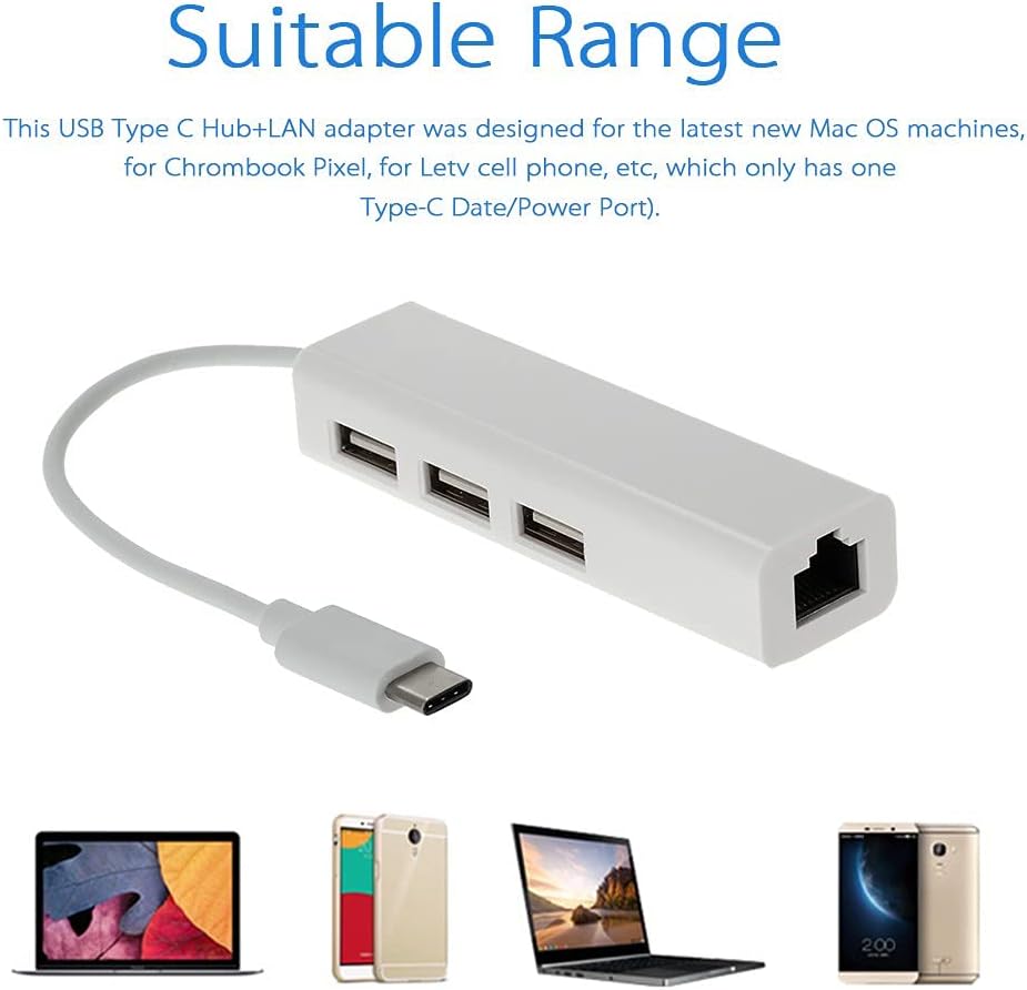 HUB TYPE C  ETHERNET 3 PORTS USB
