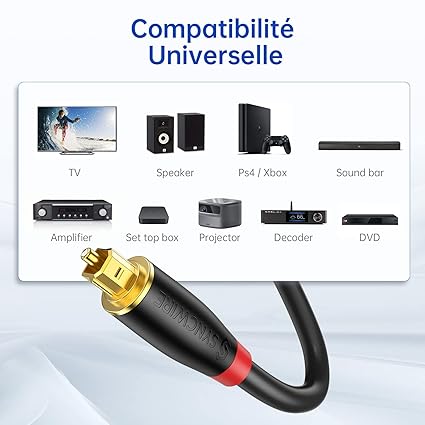 CABLE OPTIQUE AUDIO NUMERIQUE