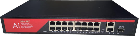 SWITCH POE 48 V, commutateur réseau 16 ports, commutateur Ethernet POE 10/100 Mbit/s IEEE 802.3AT/AF (couleur : prise UE)