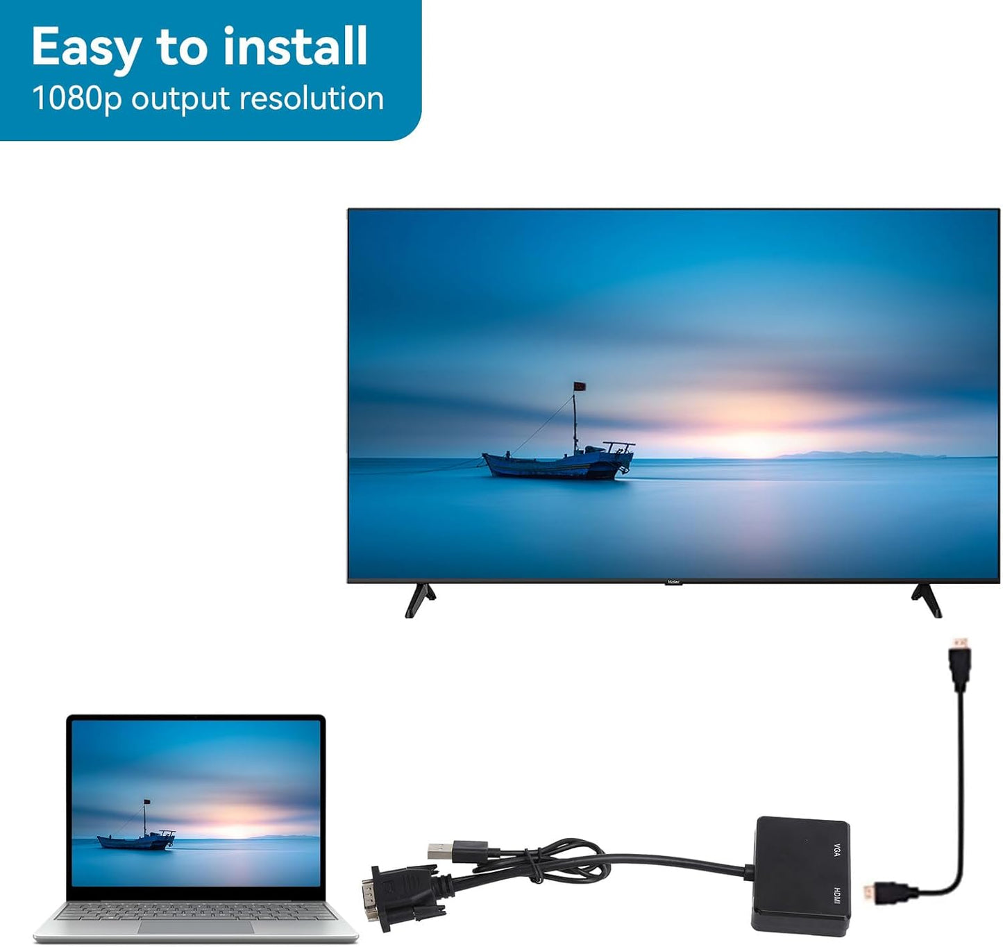 Adaptateur VGA vers HDMI VGA 1 en 2 Sorties
