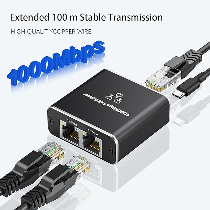 Splitter Ethernet High Speed, 1000Mbps 1 vers 2