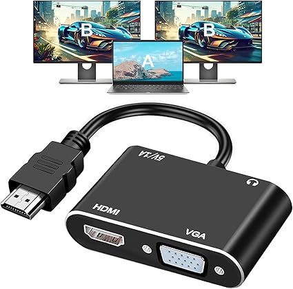 Adaptateur HDMI TO HDMI + VGA avec Audio