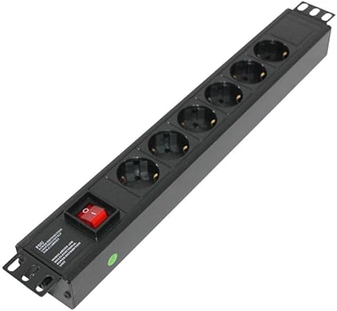 Bandeau PDU 19'' 1U, 6 prises FR avec disjoncteur 16A et différentiel 30mA
